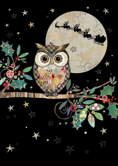Bug Art Christmas Owl Christmas Card