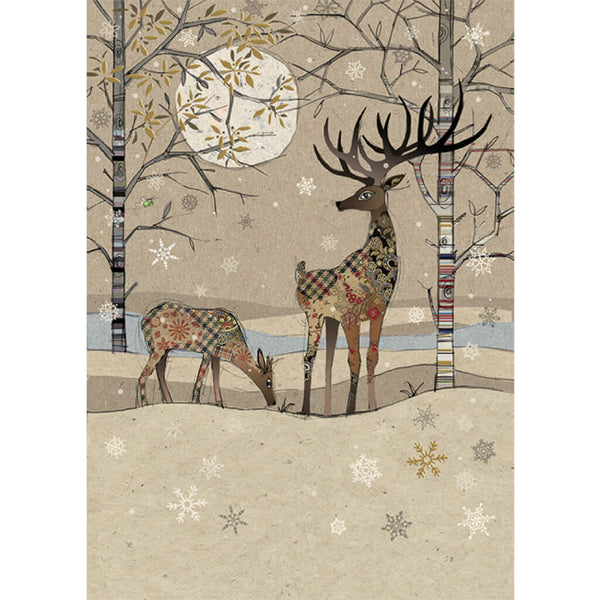 Bug Art Deer Landscape Christmas Card
