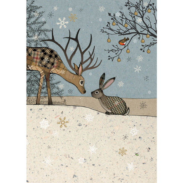 Bug Art Deer & Rabbit Christmas Card