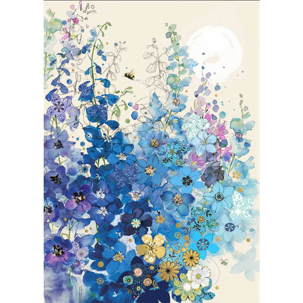 Bug Art Delphiniums Greetings Card