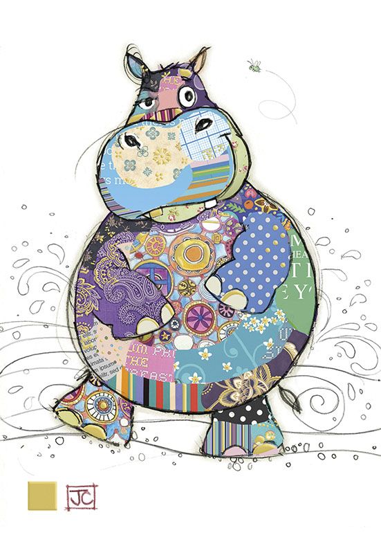 Bug Art Harry Hippo Greetings Card