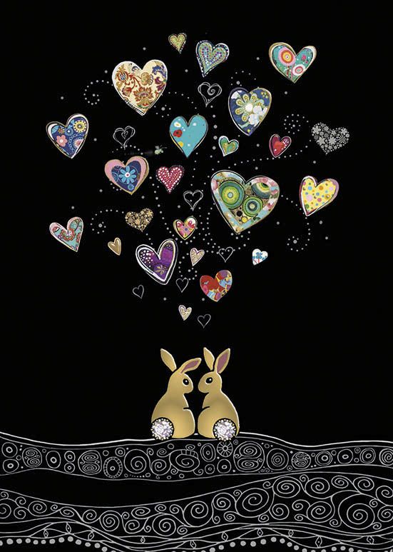 Bug Art Love Bunnies Greetings Card