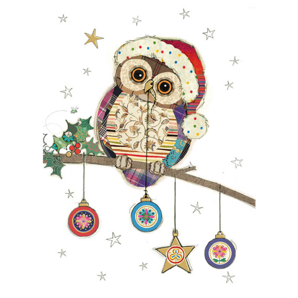 Bug Art Owl Baubles Christmas Card