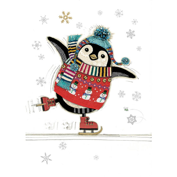 Bug Art Penguin Skater Christmas Card