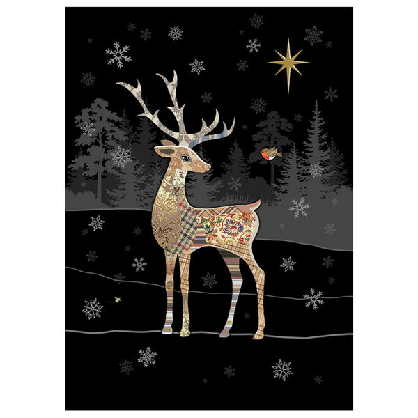 Bug Art Reindeer Robin Christmas Card