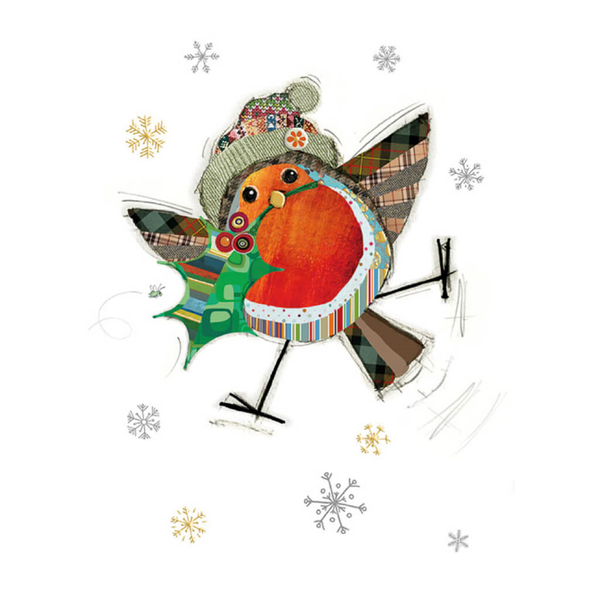 Bug Art Robin Holly Christmas Card