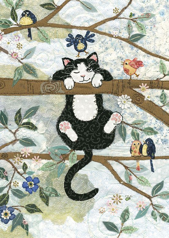 Bug Art Tree Cat Greetings Card