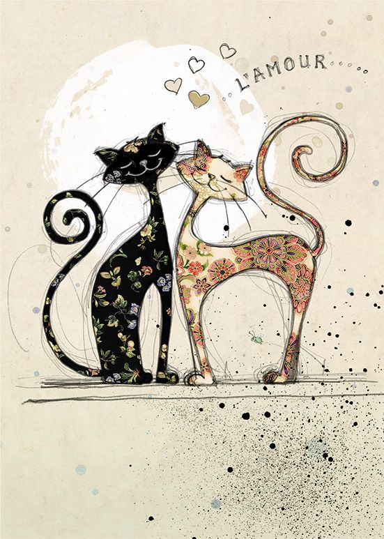 Bug Art Two Lovecats Greetings Card