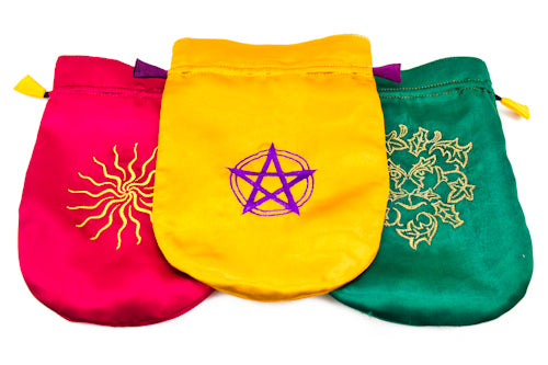 Satin Yellow Pentagram Tarot Bag