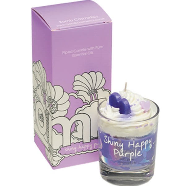 Shiny Happy Purple Piped Candle by Bomb Cosmetics