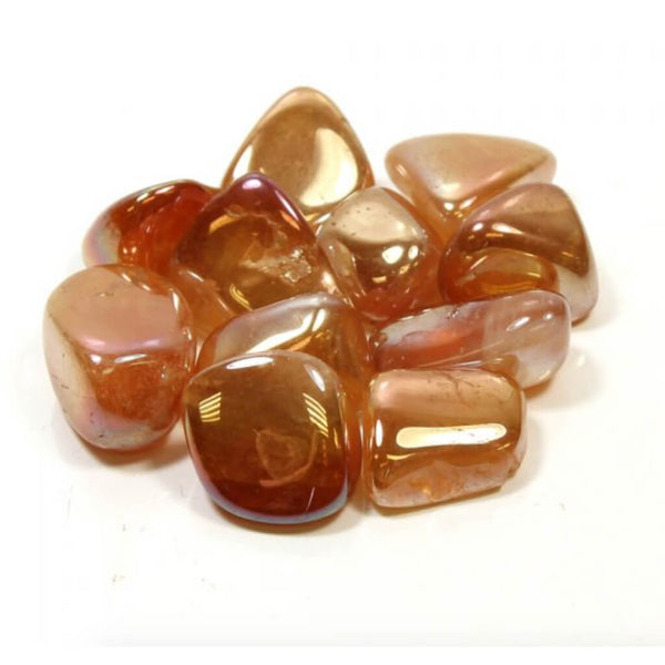Tangerine Aura Quartz Tumblestone